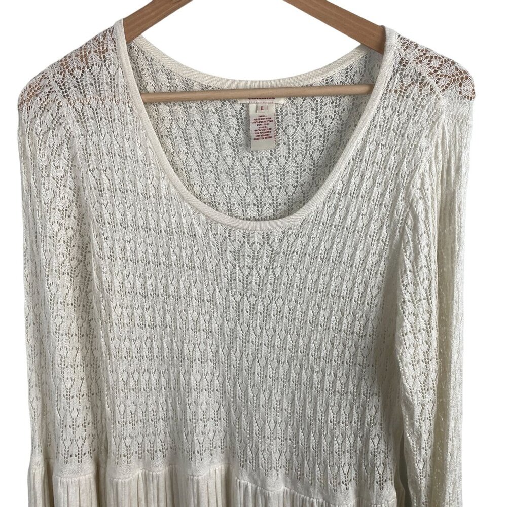 Sundance Long Sleeve Lace Dress Size L Cream 14% Silk Bell Sleeve Midi Boho